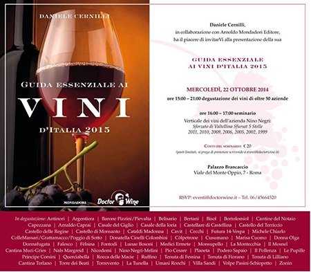 Locandina evento Guida Essenziale ai Vini d'Italia 2015