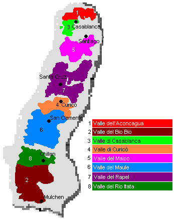 Lavinium - Le zone vinicole del Cile