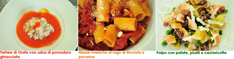 Alcuni piatti del menu attuale