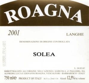 Etichetta Langhe Solea 2001