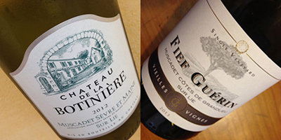 Muscadet Sèvre et Maine Sur Lie 2012 Château de La Botinière e Muscadet Côtes de Grandlieu Fief Guerin 2013 Domaine des Herbauges