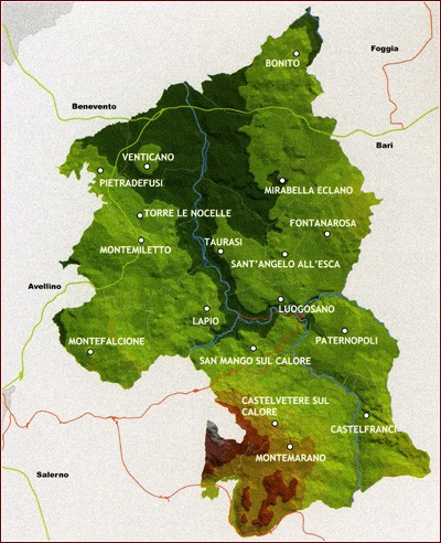 I comuni coinvolti nella Docg Taurasi