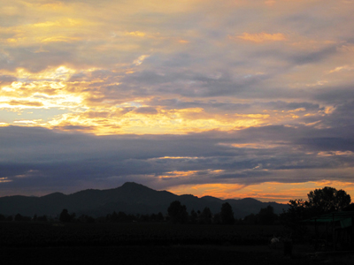 Panorama con tramonto dall'azienda Corte Sant'Alda