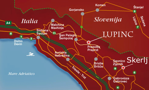 Mappa delle aziende Lupinc e Skerlj