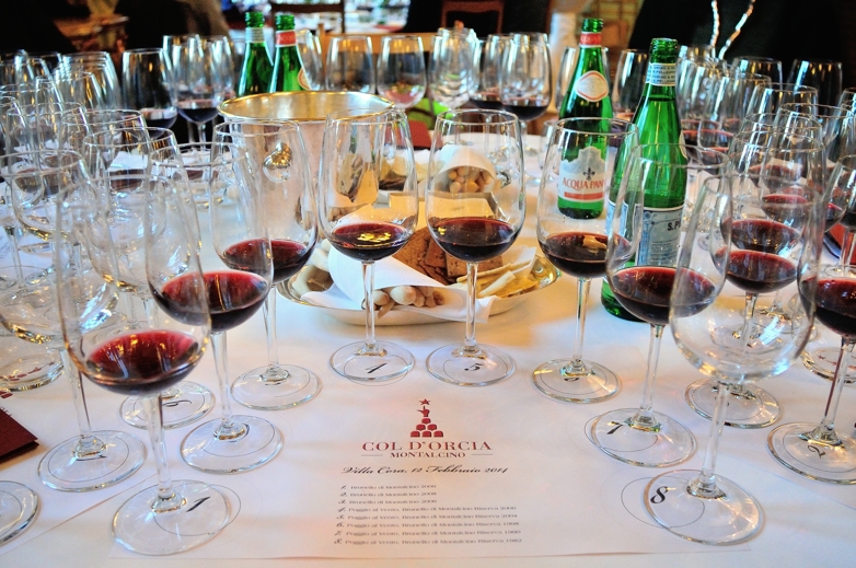 I calici con i vini in degustazione