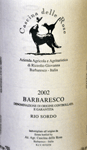 Barbaresco Rio Sordo 2002
