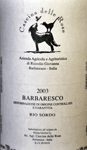 Barbaresco Rio Sordo 2003