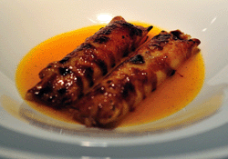 Cannelloncini gratinati con crema, mandarini e vaniglia