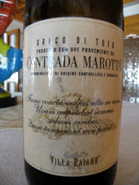 Greco di Tufo Contrada Marotta di Villa Raiano (foto di Marina Alaimo)