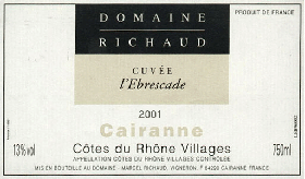 Côtes du Rhône Villages Cairanne L'Ebrescade 2001 - Marcel Richaud