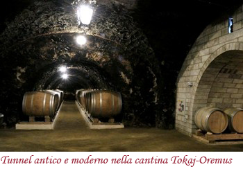 un tunnel antico e uno moderno nella cantina Tokaj-Oremus