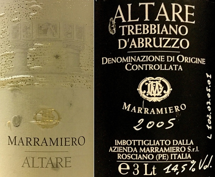 Trebbiano d'Abruzzo Altare 2005 - Marramiero - Etichetta e retroetichetta