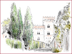 Disegno castello di Bolgheri