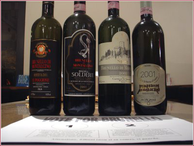 I quattro Brunello in degustazione