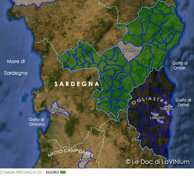 Zona di produzione Cannonau di Sardegna "Classico"