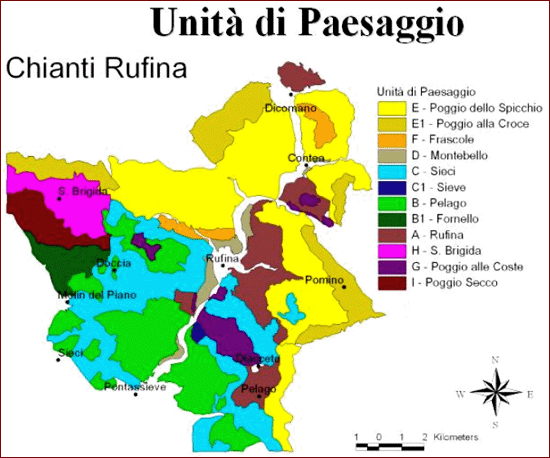 Mappa Unità di paesaggio Chianti Rùfina