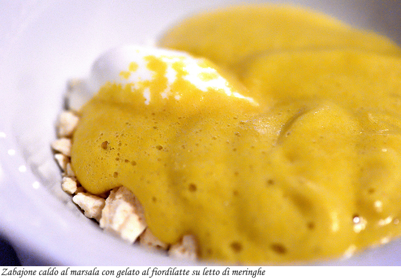 Zabajone caldo al marsala con gelato al fiordilatte