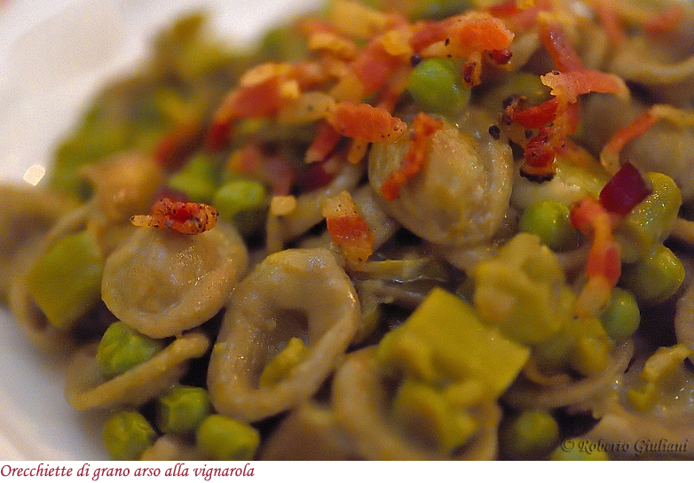 Orecchiette di grano arso alla vignarola