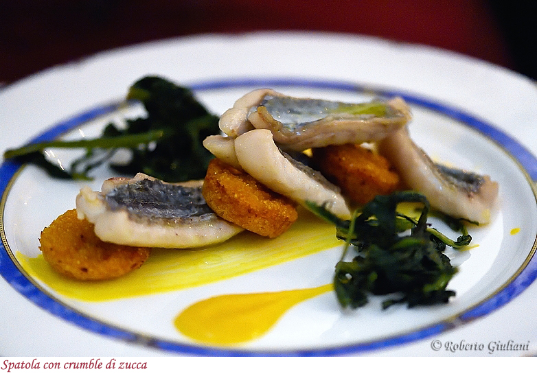 Spatola con crumble di zucca