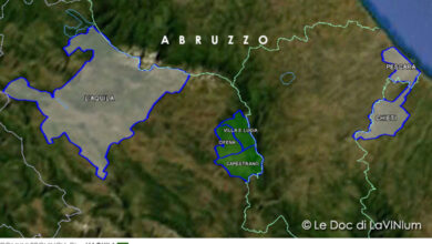 mappa vino doc Montepulciano d'Abruzzo Alto Tirino