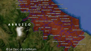 Mappa vino doc Montepulciano d'Abruzzo sottozona Teate