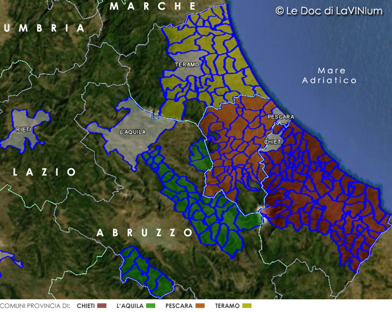 Mappa vino doc Cerasuolo d'Abruzzo