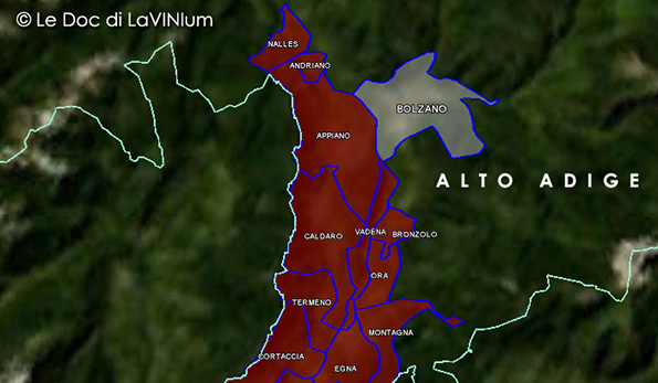 mappa vino doc Lago di Caldaro