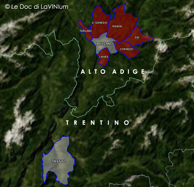 Mappa DOc Alto Adige Colli di Bolzano