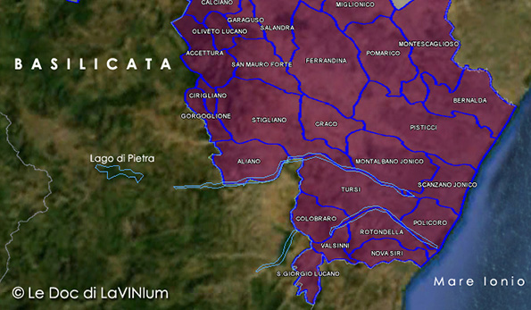 Mappa vino doc Matera