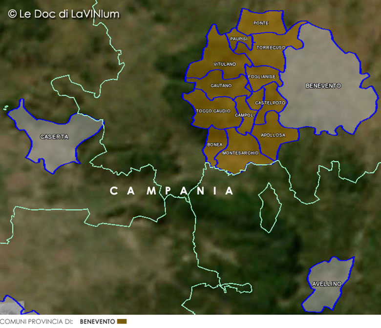 Mappa vino docg Aglianico del Taburno