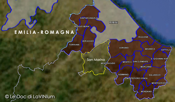 mappa vino doc Colli di Rimini