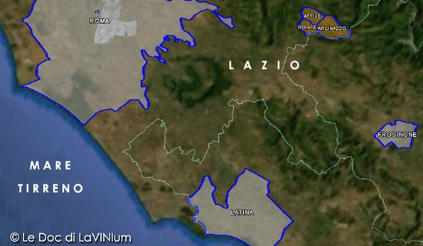 mappa vino cesanese di affile