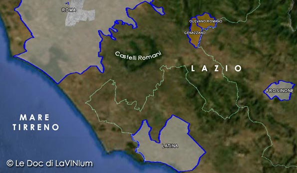 mappa vino doc Cesanese di Olevano Romano