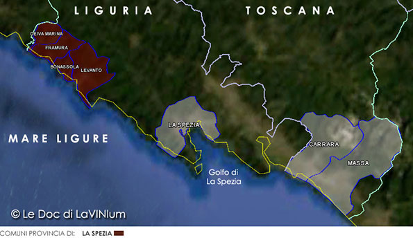 Mappa comuni vino DOC Colline di Levanto