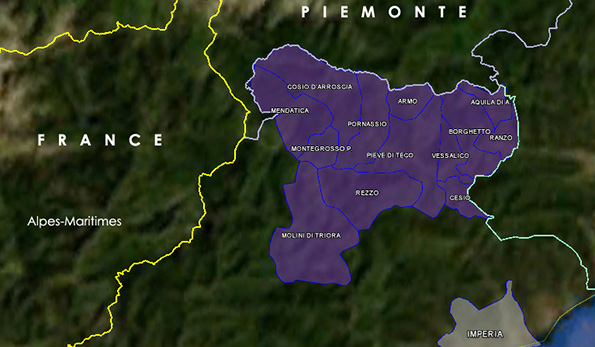mappa vino doc Pornassio o Ormeasco di Pornassio
