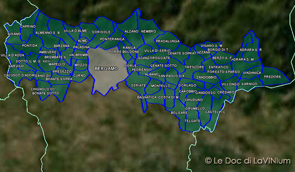Mappa vino doc Terre del Colleoni o Colleoni