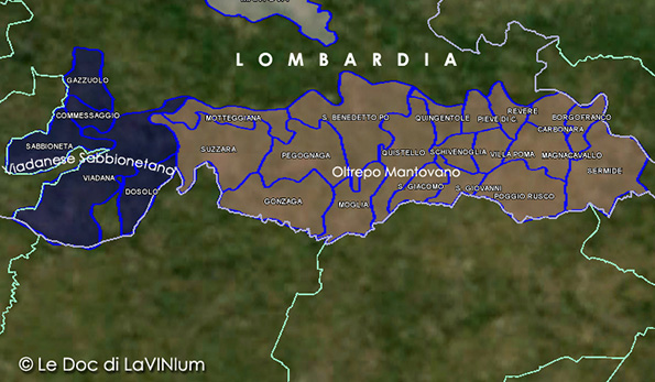 mappa vino doc Lambrusco Mantovano