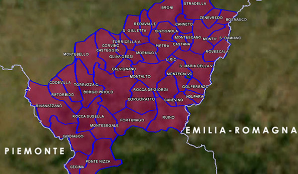 mappa vino docg Oltrepò Pavese Metodo Classico