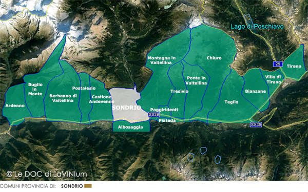Cartina vino Rosso di Valtellina DOC