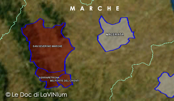 mappa vino docg Vernaccia di Serrapetrona