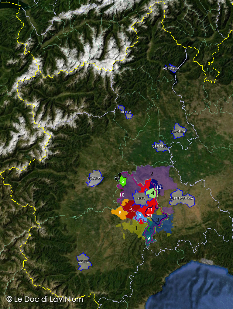 Mappa denominazioni dei vini del territorio Astigiano