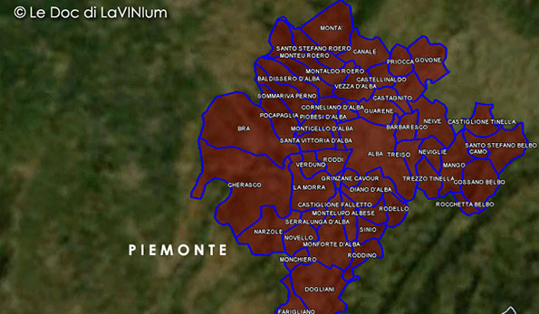 mappa vino Doc Alba