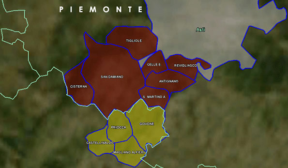 mappa vino doc Terre Alfieri