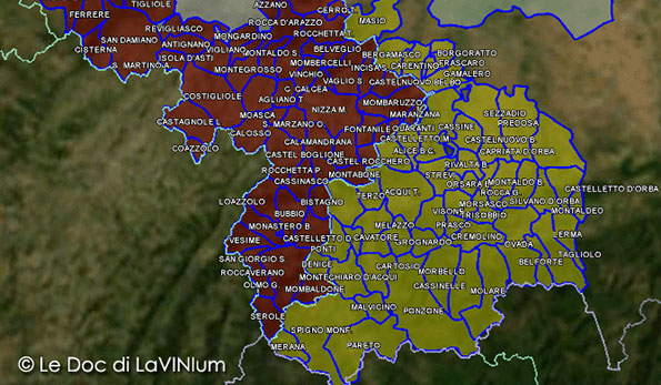 mappa vino DOCG Barbera del Monferrato Superiore