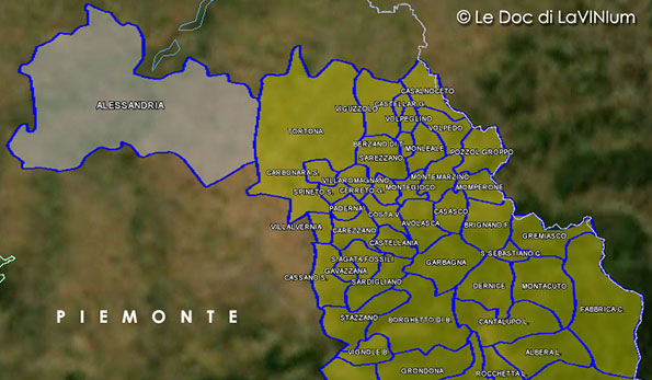 mappa vino Doc Colli Tortonesi