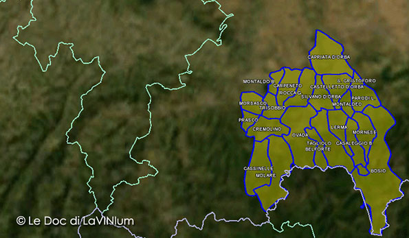 mappa vino docg Dolcetto di Ovada Superiore o Ovada