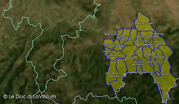 mappa vino doc Dolcetto di Ovada