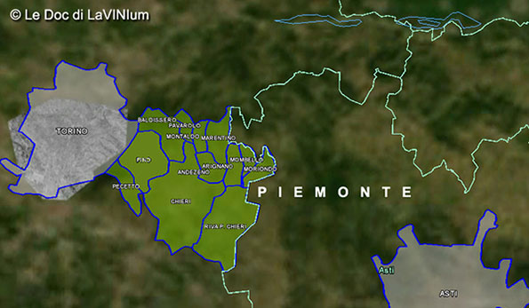 Mappa vino Doc Freisa di Chieri