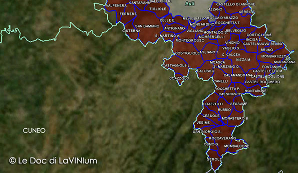 mappa vino doc Freisa d'Asti