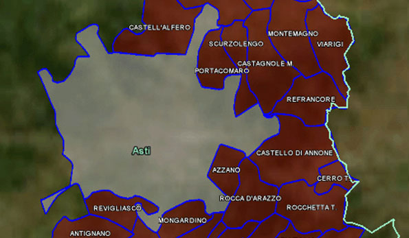mappa vino Doc Grignolino d'Asti